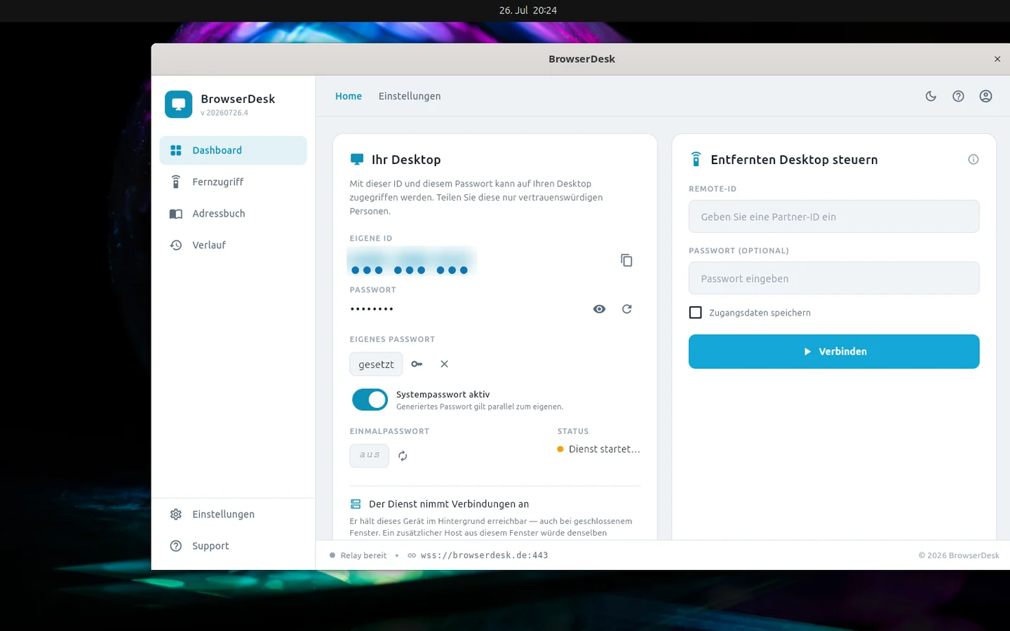 BrowserDesk-Client auf einem Ubuntu-Desktop